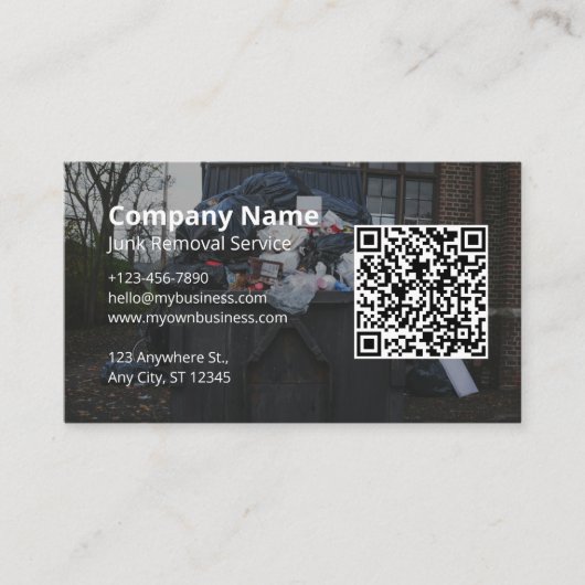 Junk Removal Service Details Logo QR-code Visitekaartje (Voorkant)