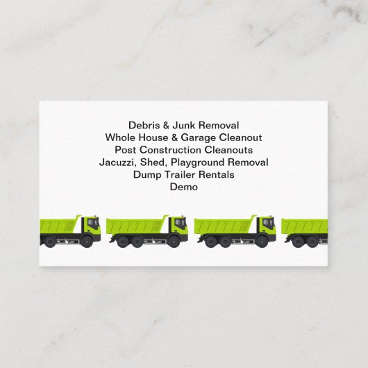 Junk Removal Trash Hauling Theme Visitekaartje (Achterkant)