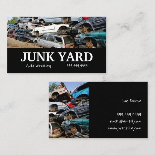 Junk Yard Auto Wrecking Recycling Metal Bu Visitekaartje (Voorkant / Achterkant)