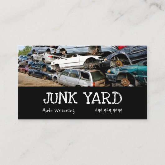 Junk Yard Auto Wrecking Recycling Metal Bu Visitekaartje (Voorkant)