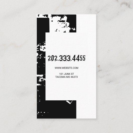 Junk Yard, schroot, recycling Visitekaartje (Achterkant)