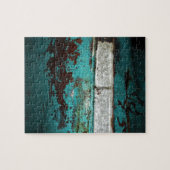 Junk Yard vintage car 50's blauwgroen aqua Legpuzzel (Horizontaal)