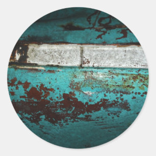 Junk Yard vintage car 50's blauwgroen aqua Ronde Sticker