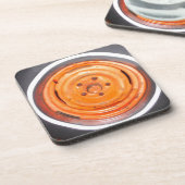 Junk Yard  Wheel, oranje zwart-wit Bier Onderzetter (Linkerzijde)