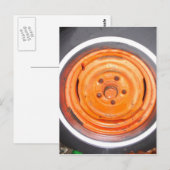 Junk Yard Wheel, oranje zwart-wit Briefkaart (Voorkant / Achterkant)