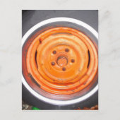 Junk Yard Wheel, oranje zwart-wit Briefkaart (Voorkant)