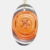Junk Yard  Wheel, oranje zwart-wit Keramisch Ornament (Links)