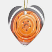 Junk Yard  Wheel, oranje zwart-wit Keramisch Ornament (Links)