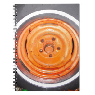 Junk Yard  Wheel, oranje zwart-wit Notitieboek