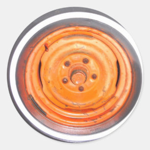 Junk Yard Wheel, oranje zwart-wit Ronde Sticker