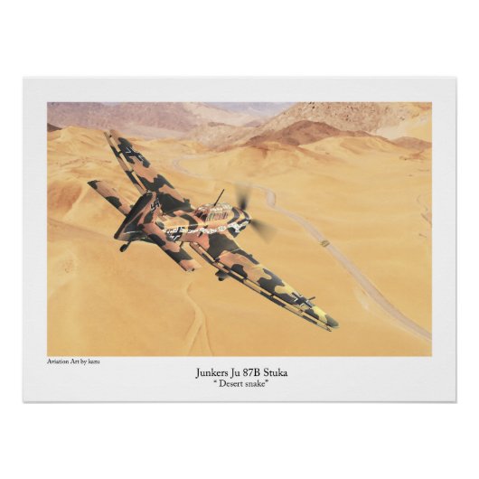 Junkers Ju 87 Stuka "desert snake" Perfect Poster (Voorkant)