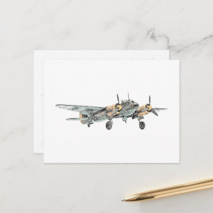 Junkers Ju 88 Bomber Vliegtuig Tekening Briefkaart