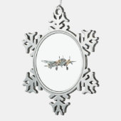  Junkers Ju 88 Illustratie van militaire bommenwer Tin Sneeuwvlok Ornament (Rechts)