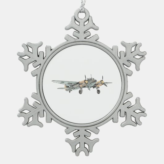  Junkers Ju 88 Illustratie van militaire bommenwer Tin Sneeuwvlok Ornament (Voorkant)