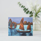 Junks in de aflopende drakenbaai briefkaart (Staand voorkant)