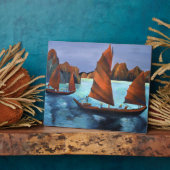 Junks in de aflopende drakenbaai fotoplaat (Zijkant)
