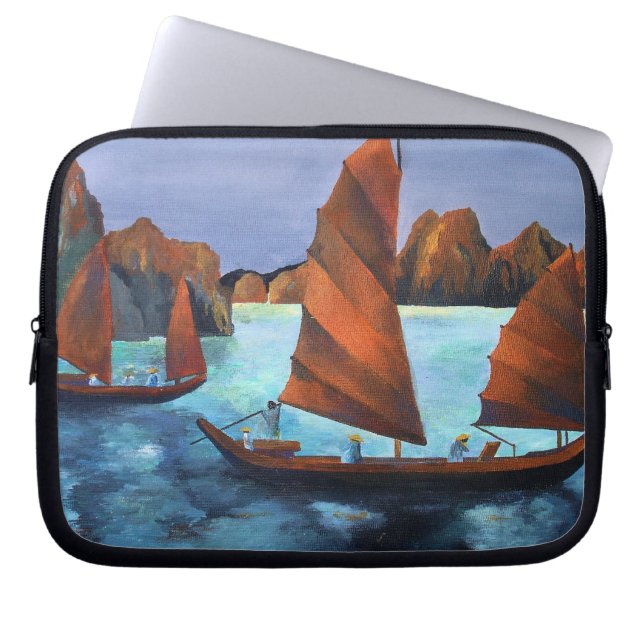 Junks in de aflopende drakenbaai laptop sleeve (Voorkant)