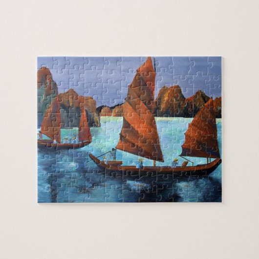 Junks in de aflopende drakenbaai legpuzzel (Horizontaal)