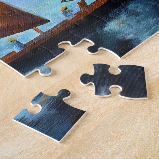 Junks in de aflopende drakenbaai legpuzzel (Zijkant)