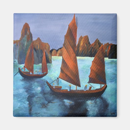 Junks in de aflopende drakenbaai magneet (Voorkant)