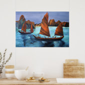 Junks in de aflopende drakenbaai poster (Keuken)