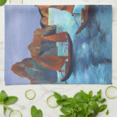 Junks in de aflopende drakenbaai theedoek (Gevouwen)