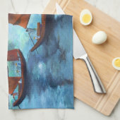 Junks in de aflopende drakenbaai theedoek (Quarter Fold)