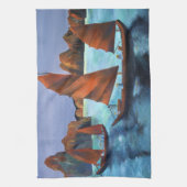 Junks in de aflopende drakenbaai theedoek (Verticaal)