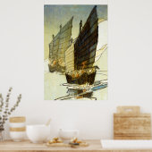 Junks, Wei-hai-wei, China - Bertha Lum - 1922 Poster (Keuken)