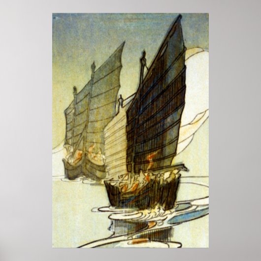 Junks, Wei-hai-wei, China - Bertha Lum - 1922 Poster (Voorkant)