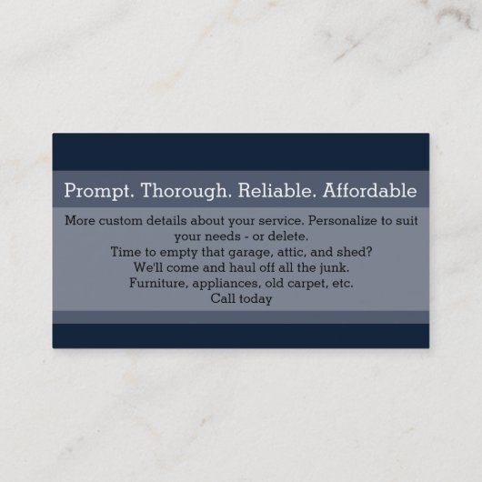 junkverwijdering junk transporteren vuilnis schoon visitekaartje (Achterkant)