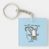 Junky Cat - Ga van de muis af! -Button Sleutelhang Sleutelhanger (voorkant)