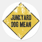 Junkyard Dog Mean Ronde Sticker (Voorkant)