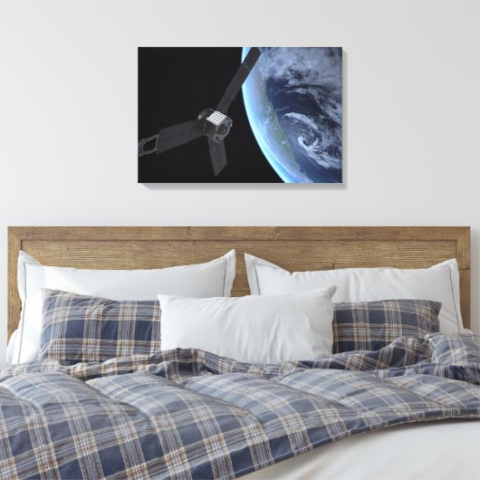 Juno ruimtevaartuig tijdens zijn Earth Flyby Canvas Afdruk (Insitu (Slaapkamer))