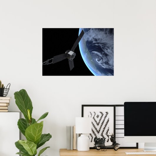 Juno ruimtevaartuig tijdens zijn Earth Flyby Poster (Thuiskantoor)