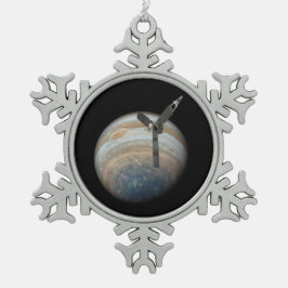 Juno Spacecraft bij Planet Jupiter Tin Sneeuwvlok Ornament