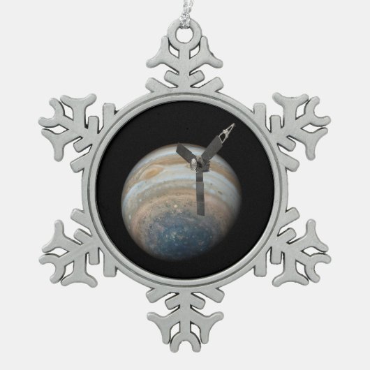 Juno Spacecraft bij Planet Jupiter Tin Sneeuwvlok Ornament (Voorkant)