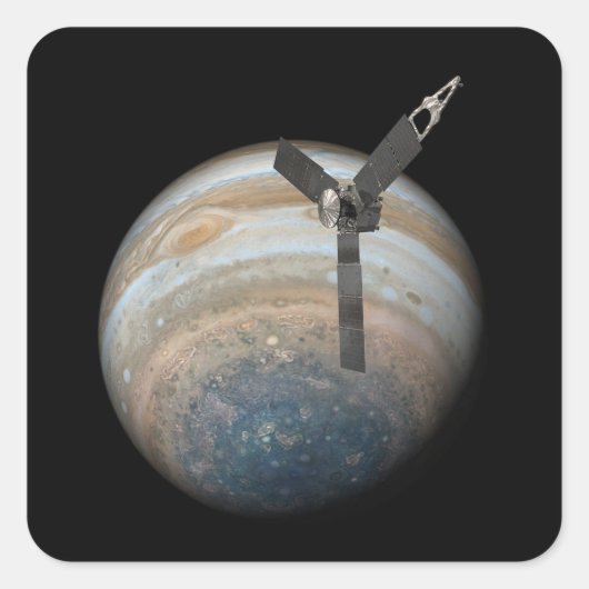 Juno Spacecraft bij Planet Jupiter Vierkante Sticker (Voorkant)
