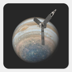 Juno Spacecraft bij Planet Jupiter Vierkante Sticker