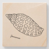 Junonia Seashell Drawing Tropische Stone Onderzett Stenen Onderzetter (Voorkant)