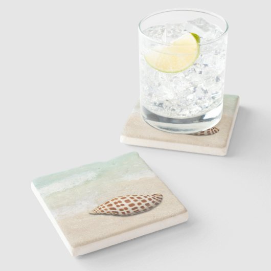 Junonia Seashell op de Onderzetters van de strand (Zijkant)