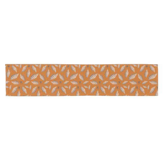 Junonia Seashells Pattern Oranje Tropische Tabel Korte Tafelloper (Horizontaal)