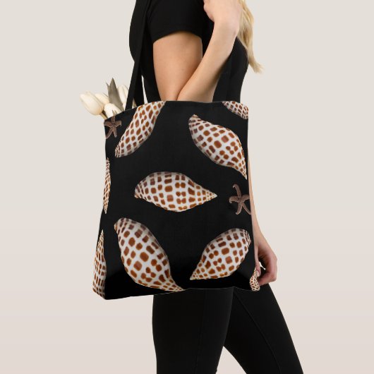 Junonia Zeeschelp Zwarte Tote Bag (Dichtbij)