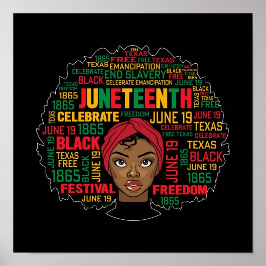 Junteenth Afro Lady Poster (Voorkant)