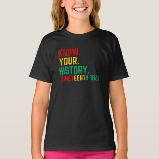 Junteenth kent je geschiedenis t-shirt (Voorkant)