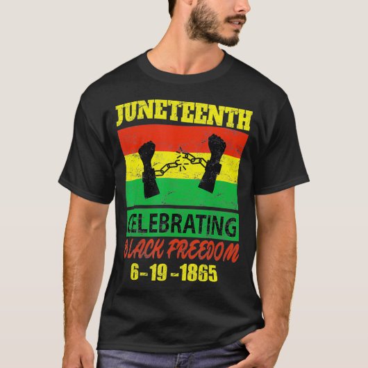 Junth viert zwarte vrijheid vlag 1865 t-shirt (Voorkant)
