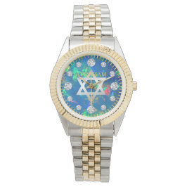 Jupiter Blauw Zee Vuur Opal Diamond Aangepaste Naa Horloge