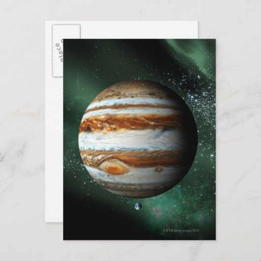Jupiter en Earth Comparison Briefkaart (Voorkant / Achterkant)
