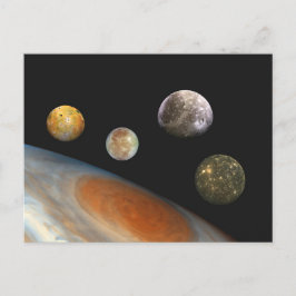 Jupiter en vier manen Galilische satellieten Briefkaart