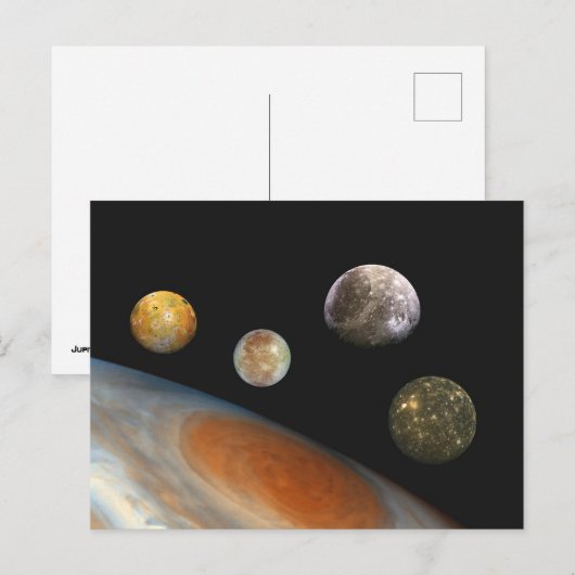 Jupiter en vier manen Galilische satellieten Briefkaart (Voorkant / Achterkant)